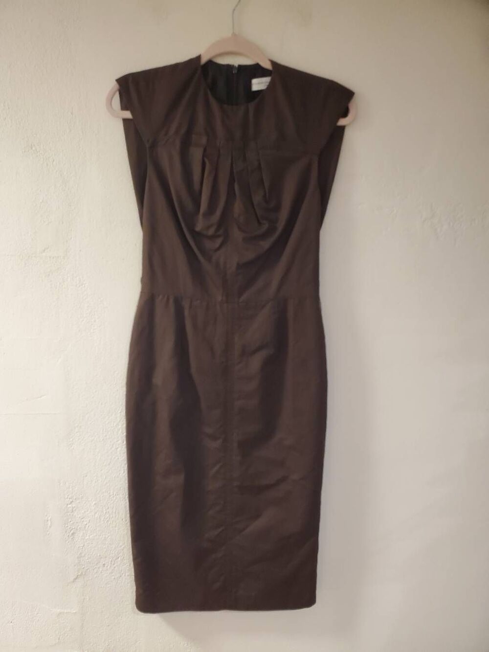 Carolina Herrera Cotton Sleeveless Business Sheath Dress in Brown Size 2